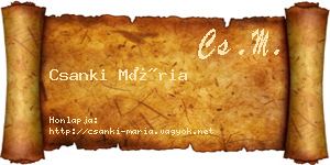 Csanki Mária névjegykártya